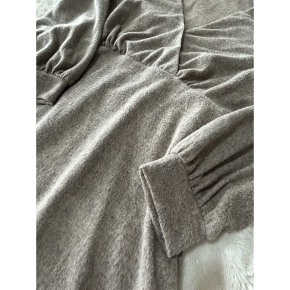 Womens Taupe Long Sleeve Dress Large Ruffled Accents Super Soft! - Picture 5 of 10